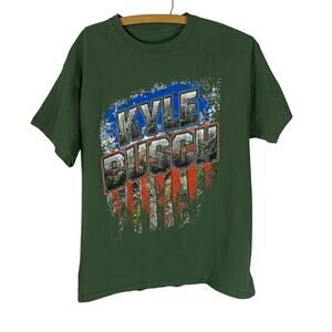 NASCAR T Shirt Kyle Busch Joe Gibbs Racing Green Size L